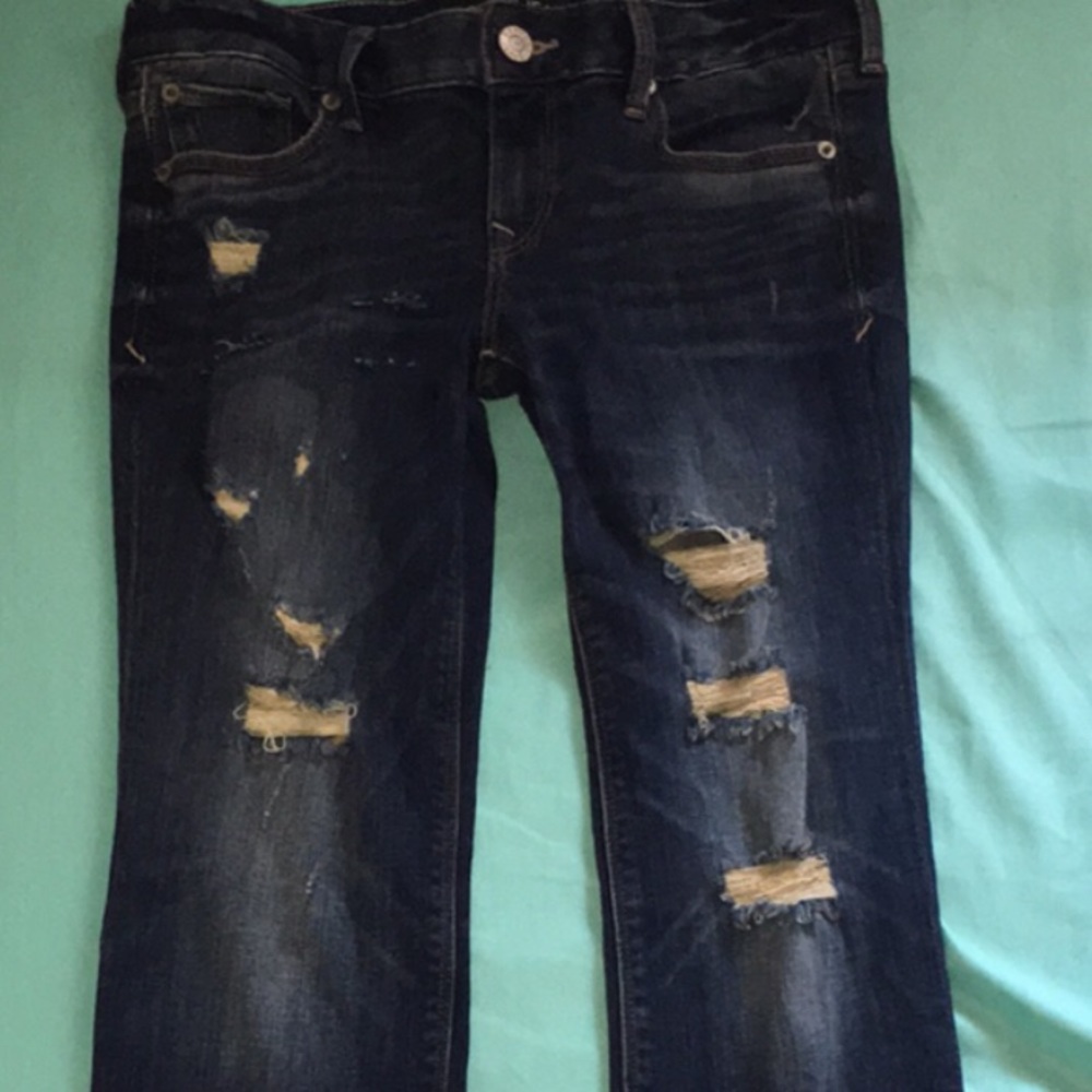 Express Skinny Low Rise Ripped Jeans